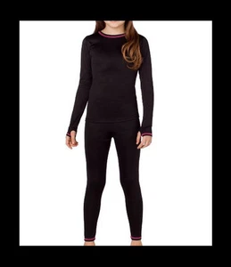 Cuddl Duds Chill Chasers Girls XS 4 5 Black Polyester 2 Piece Warm Baselayer Set - Picture 1 of 1
