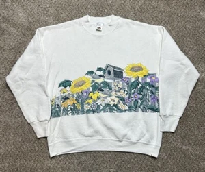 Flor Birdhouse Fruta del Telar Vintage Años 90 Primavera Cuello Redondo Talla Grande - Imagen 1 de 10