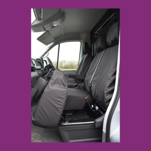 Volkswagen Crafter Van 2017+ Front 3 Tailored Waterproof Black Seat Covers - Picture 1 of 4