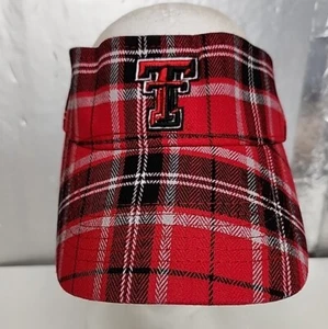 Texas Tech Logo Red Plaid Mens Medium Stretch Sports Visor NCAA - Picture 1 of 7