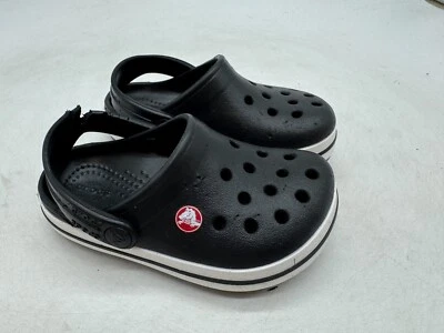 Zuecos Crocs Crocband dañados niños negro blanco goma sin cordones ligeros - C7 Foto 1 de 4