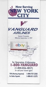 VANGUARD AIRLINES SYSTEMFLUGPLAN 9-3-97 JETZT IN NEW YORK CITY VON MCI - Bild 1 von 1