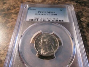 1939 JEFFERSON NICKEL PCGS MS65 REVERSE OF 1940   7865 - Picture 1 of 2