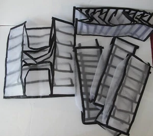 Nylon Mesh Foldable Drawer Storage Divider Organizer Black Set of 5 - Picture 1 of 1