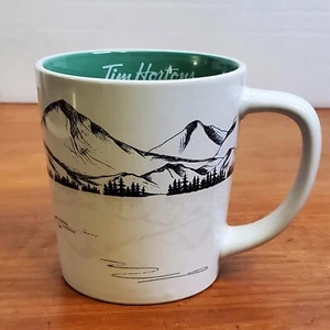Tim Hortons 2018 Lake Mountains Boat Coffee Tea Mug Cup Green Interior - EUC - Picture 1 of 8