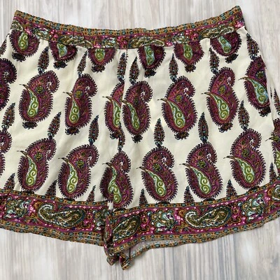 Pantalones Cortos Anthropologie ett twa Para Mujer Grandes Boho Paisley Bolsillos Pull-on Foto 1 de 4