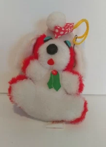 Christmas Tree Ornament Fun World Vintage Plush 1980's Stuffed Plish Dog Puppy - Picture 1 of 3