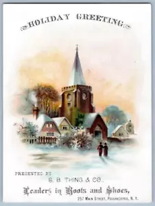 POUGHKEEPSIE NEW YORK S B THING & CO FIESTA FELICITACIÓN NAVIDAD TARJETA COMERCIAL GRANDE - Imagen 1 de 2