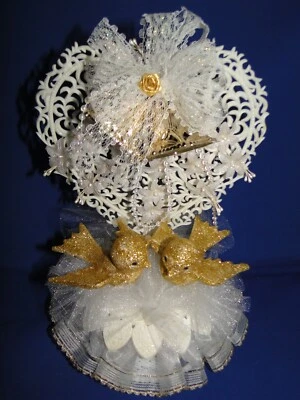 全新 优雅 50 周年婚礼 闪亮 金色 爱鸟 蛋糕馅 #12 — 第 1/4 张图片