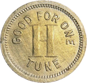 Token de máquina antigua ficha H 5 centavos buena para una melodía (02330) - Imagen 1 de 2