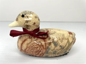 1980s Chintz Decoupage Duck Floral Print Vintage Knickknack - Picture 1 of 5