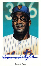 Tommie Agee autographed postcard 1969 New York Mets Ron Lewis 1994 #7 3x5