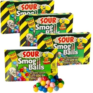Toxic Waste Smog Balls Sour Candy 4-Count Box –Crunchy Shell & Chewy Sour Center - Picture 1 of 2