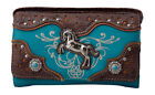 Western Horse Wallet Equestrian Embroidery Tooling Crossbody Wristlet Cowgirl