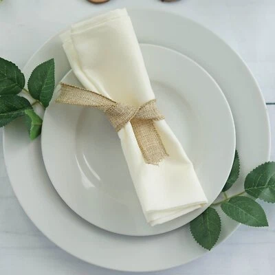 10 Ivory Polyester 20x20" Wedding NAPKINS Party Table Linens Decorations - Image 1 of 4