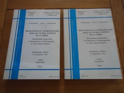 IMPLICATION DE L'HYDROGEOLOGIE DANS LES AUTRES SCIENCES DE TERRE 1978 EN 2 VOL - Photo 1/4