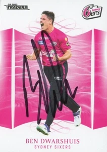 Signed 2023 2024 Sydney Sixers BBL Cricket TLA Traders Card - Ben Dwarhuis - Bild 1 von 3