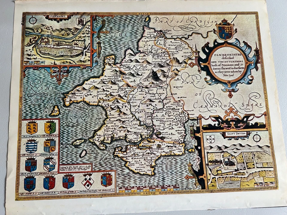 Map of Pembrokeshire by John Speed 1631, Lenght 31 height 25 cm. - Image 1 of 1