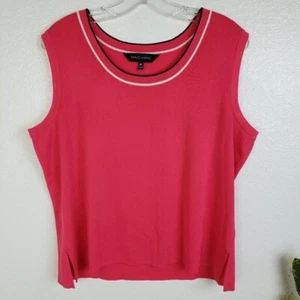 MING WANG $160 Knit Scoopneck Top Blouse Tank Sleeveless size XL Pink Pop Over - Picture 1 of 11
