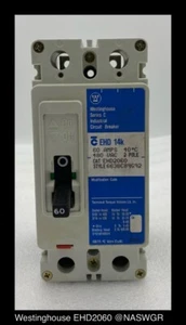 Westinghouse EHD2060 Molded Case Circuit Breaker ~ 60 Amp - Surplus/1Yr Warranty - Picture 1 of 6