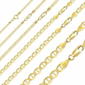 Collana Mariner Oro Giallo Solido 10K 2-6mm 16-30" - Maglia di Ancoraggio Uomo Donna - Foto 1 di 20