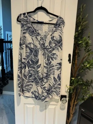 Apt. 9 Cubridores de Playa para Mujer con Acento de Corbata Frontal Azul y Blanco Talla XL Foto 1 de 3