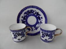 2 x antique 1880s blue & white coffee cups & deep dish