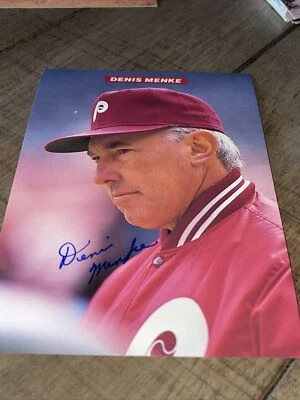 Denis Menke Autographed Signed 1989 Team Issued 4x6 Postcard Phillies - Image 1 of 4
