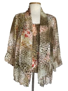 Quintessential 2-teiliges Set Chiffon Print Jacke mit passendem Akkordeon Plissee Tank - Bild 1 von 6