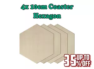 Holz Untersetzer Form Sechseck 4er Set, Handwerk Kunst Geschenk Decoupage - Bild 1 von 2
