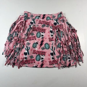 Boutique Girls Western Pink Howdy Cowgirl Fringe Skirt Size XL (5/6) - Picture 1 of 7