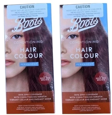 2 X Boots Permanent Hair Colour 5.4 Deep Red Brown - Grey Coverage Keratin Care - image 1 of 3