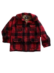 Vintage Woolrich Red Black Buffalo Plaid 545 Hunting Jacket Men’s Read For Size! - Picture 1 of 10