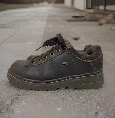 VTG Skechers Jammers Shoes Womens 8.5 Brown Chunky Lace Up Y2K 46448 - Plz Read - Image 1 of 4