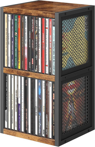 Metal CD Storage Wire Rack Tower 30 Disc Slots Compact Vertical