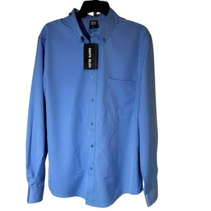 "Camisa de vestir de lujo azul con botones mezcla de polietileno para hombre talla M cuello de 17,5""" - Imagen 1 de 8