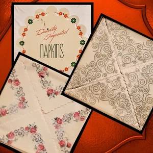 Vintage Krepp Papierservietten Gold Rosen Norwegen Germany Box 35 New Old Stock MCM - Bild 1 von 13