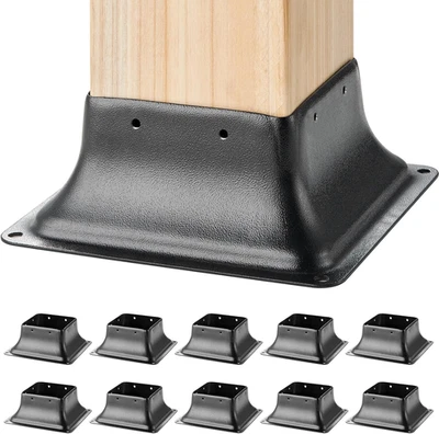 10PCS Post Base Brackets Heavy Duty Powder-Coated Steel Deck Railing 4x4 - Image 1 of 4