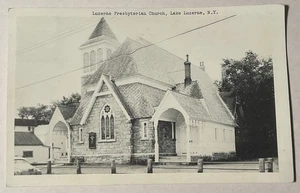 50er Jahre. LUZERNE PRESBYTERIANISCHE KIRCHE, LUKERNESEE, NY POSTKARTE - Bild 1 von 2