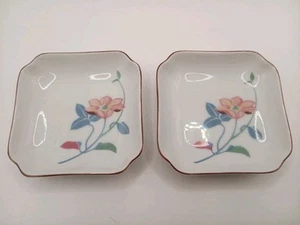 2er Set asiatisches Porzellan rosa Blumen Beilagenschale/Schmuckgeschirr - Bild 1 von 6
