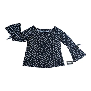 NWT Clara Sun Woo Blouse Womens Sz 1X Black Polka Dot Bell Sleeve Career Work - Picture 1 of 11