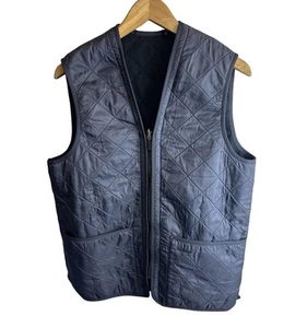 Barbour Men’s Gray  Polarquilt Zip Quilted Fleece Lined Vest Size Medium - Picture 1 of 8