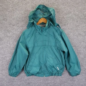 London Fog Jacket Kids Medium Green Full Zip Zippable Hideable Hood VTG - Picture 1 of 14