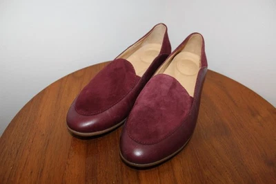 DANSKO WOMENS LACE LOAFERS GLAZED LEATHER & SUEDE SLIP-ON COLOR WINE SIZE 38 EU - Image 1 of 4