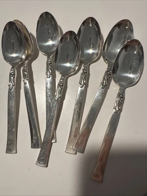 Lote de 7 colheres de chá Nobility Silver Plate Wind Song 6-1/8" introdução 1955 - Imagem 1 de 3