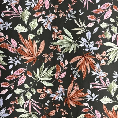 Tela ligera crepé tropical patrón de hojas verde rosa gris por #29 Foto 1 de 4