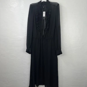 Banana Republic transparentes schwarzes Kleid Vintage XL Goth Metal Grunge Witchy Maxi - Bild 1 von 8