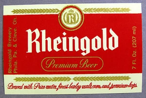 Rheingold Brewery RHEINGOLD PREMIUM BEER paper label PA 7oz Var. #3 - Picture 1 of 1
