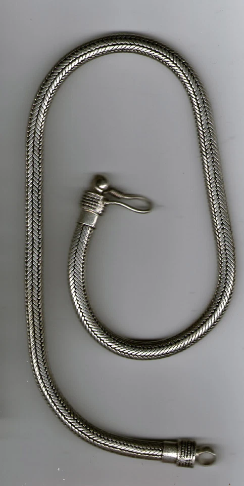  collana bagno argento indiano  INDIAN SILVER snake  necklace 47 50CM X 6/7 MM - Immagine 1 di 1