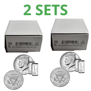 TWO BOXES !! 2023 Kennedy Half Dollar P&D 2-Roll Set2, Unopened White Boxes 23KB - Picture 1 of 4
